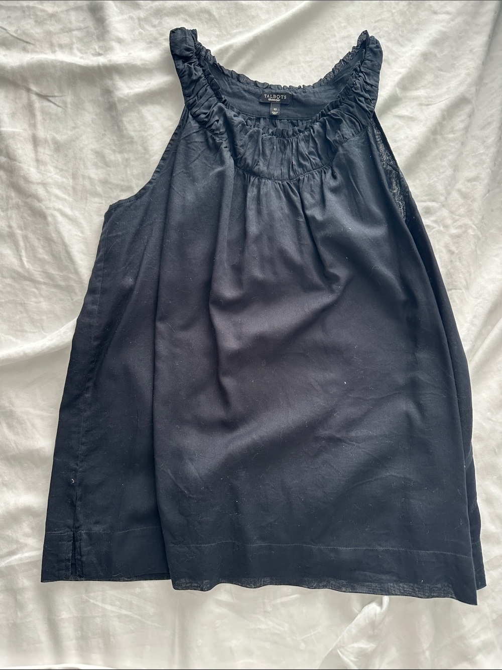 Talbots Navy Ruffle-Trim Sleeveless Tank